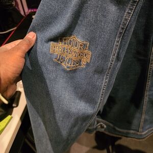 Harley-Davidson Blue Denim Jacket with Gold Embroidered Logo